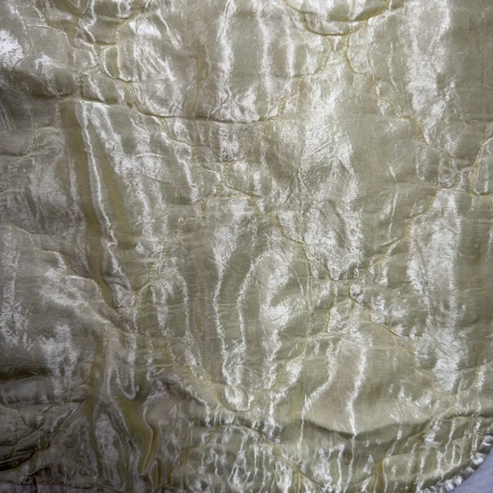 Vintage Satin 39x39 Baby Blanket Diamond Quilted Pale Yellow Cream 1950 1960